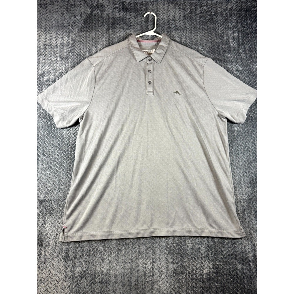 Tommy Bahama Islandzone Polo Shirt Mens 2XL Gray Argyle Performance Bala Shark